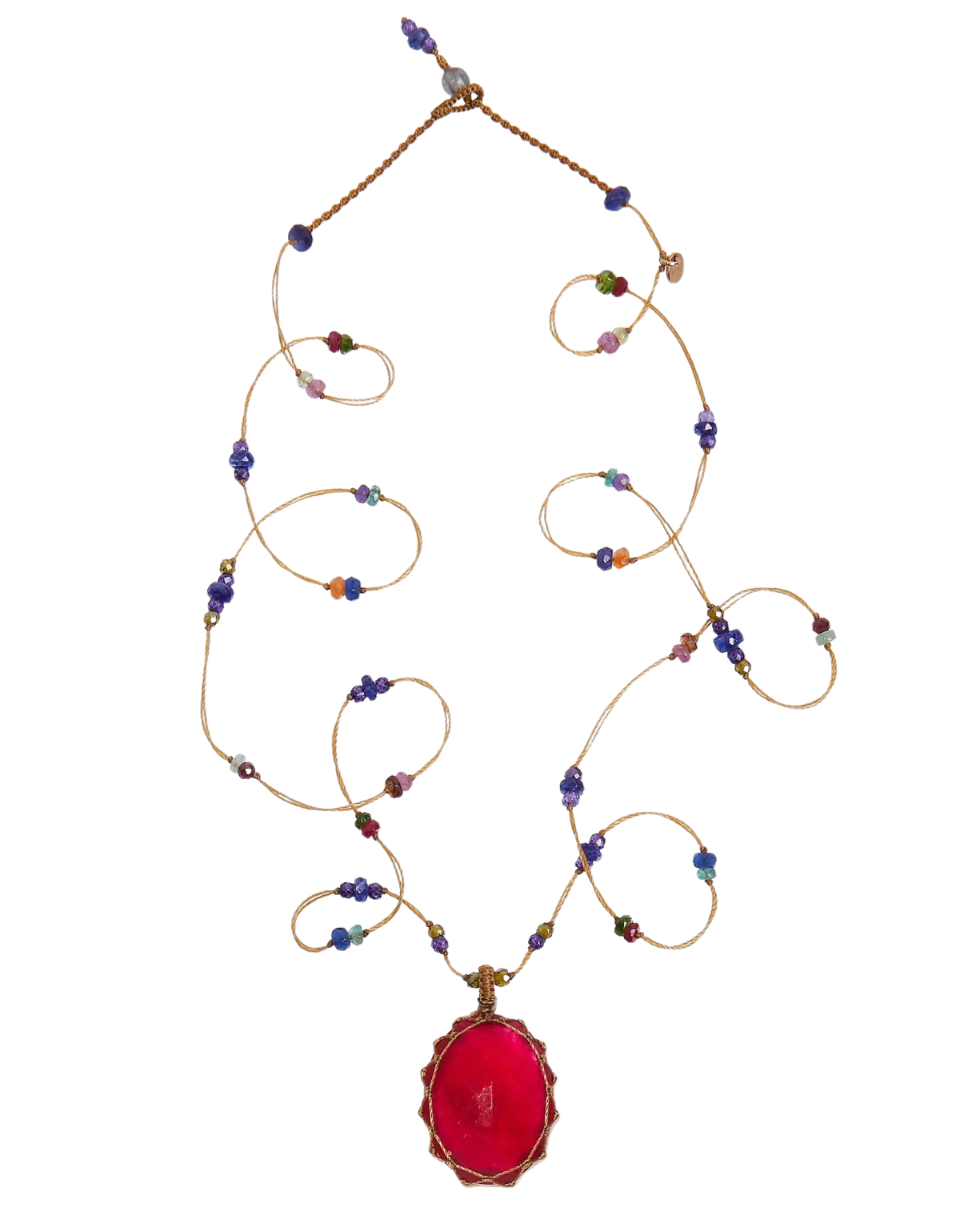 Long Tibetan Rubellite Pendant