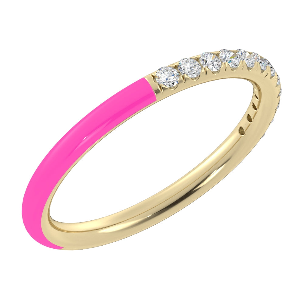 Pink Enamel Diamond Ring