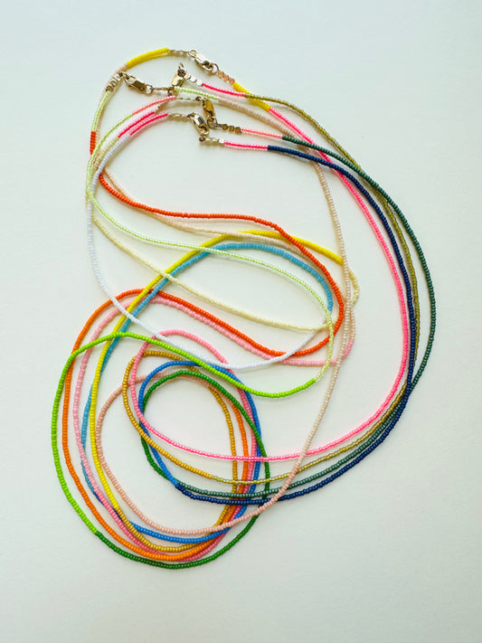 30" Color Block Seed Beads Necklace