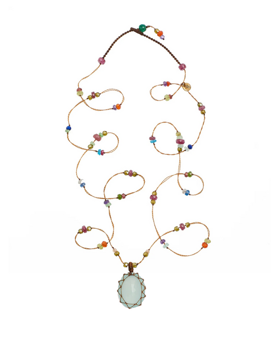 Long Tibetan Calcedony Pendant