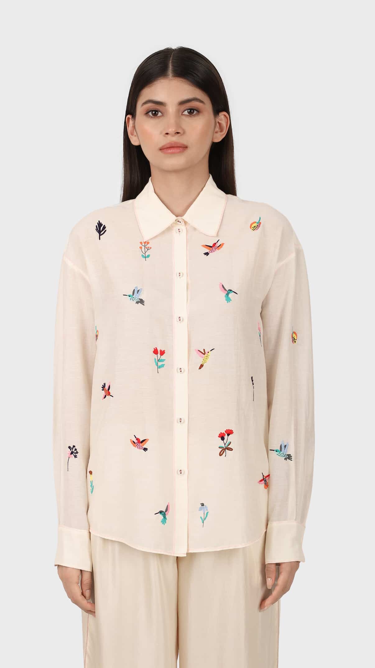 Embroidered Hummingbird Blouse