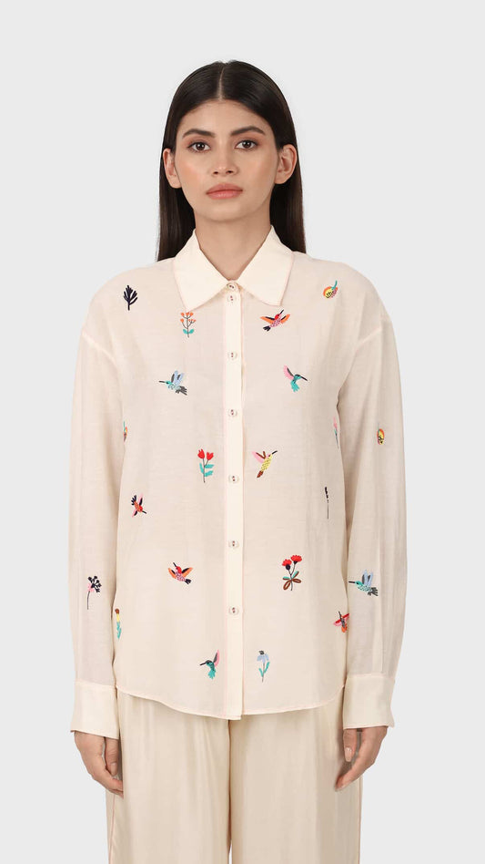 Embroidered Hummingbird Blouse