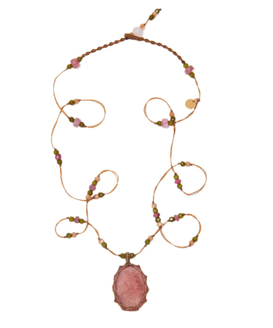 Short Tibetan Strawberry Quartz Pendant
