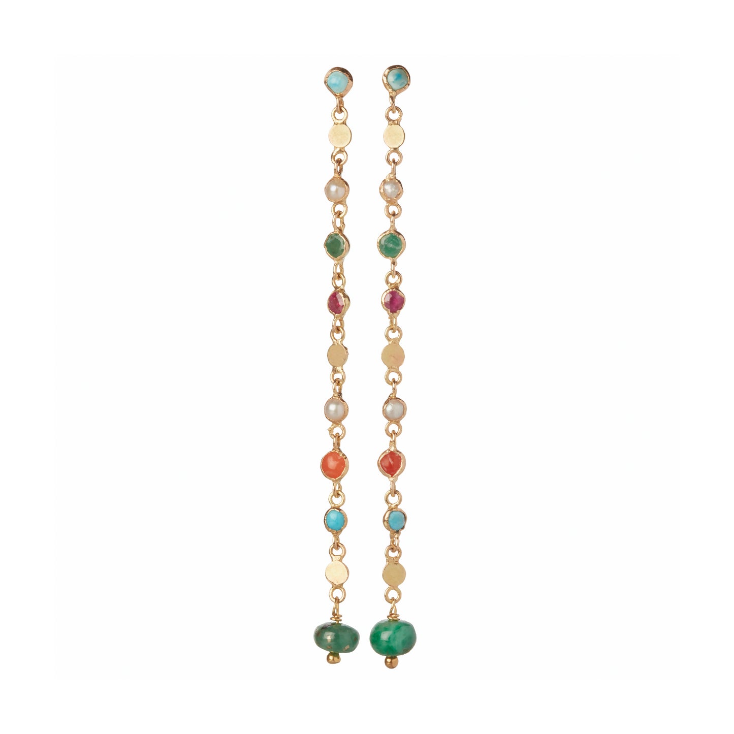 Tiny Multi Gem Drop Earrings