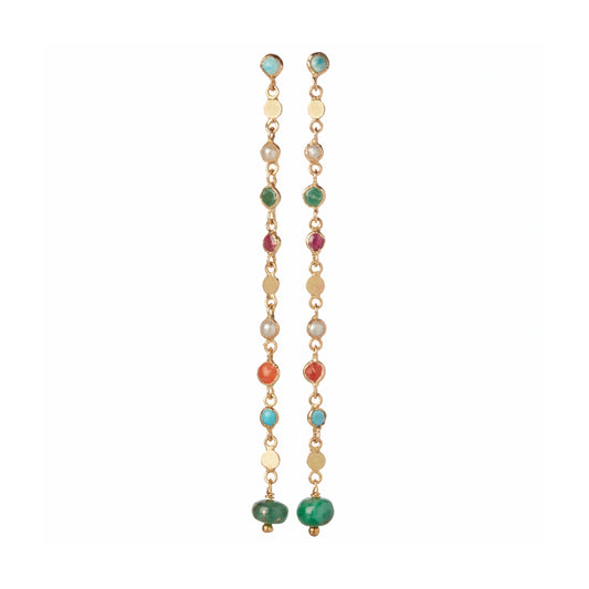 Tiny Multi Gem Drop Earrings