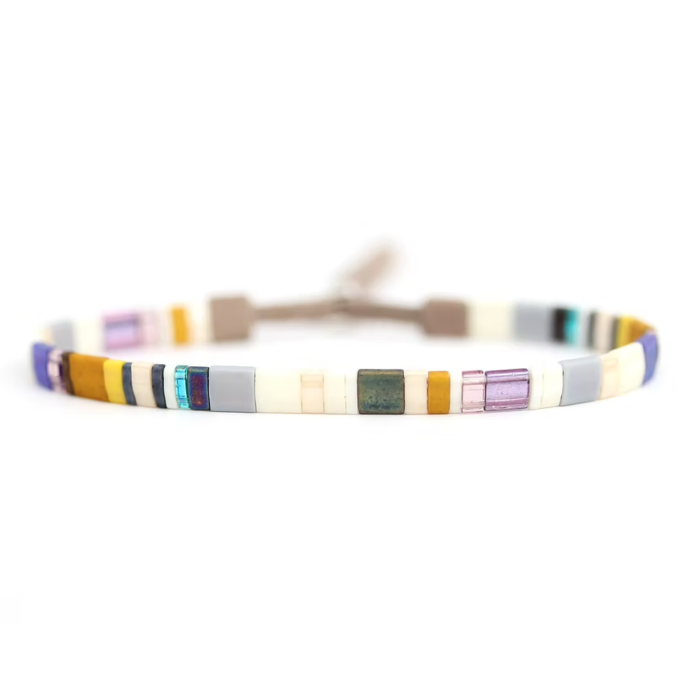 Tile Beaded Bracelet - Sand