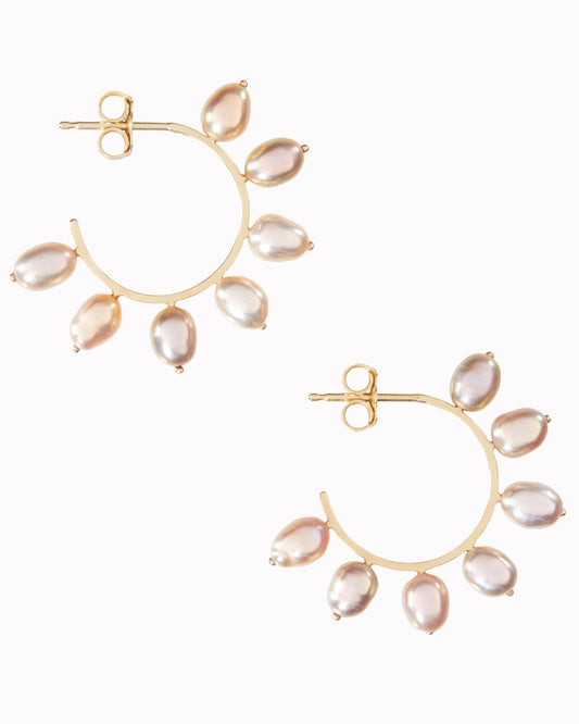 Pink Pearl Hoop Earrings