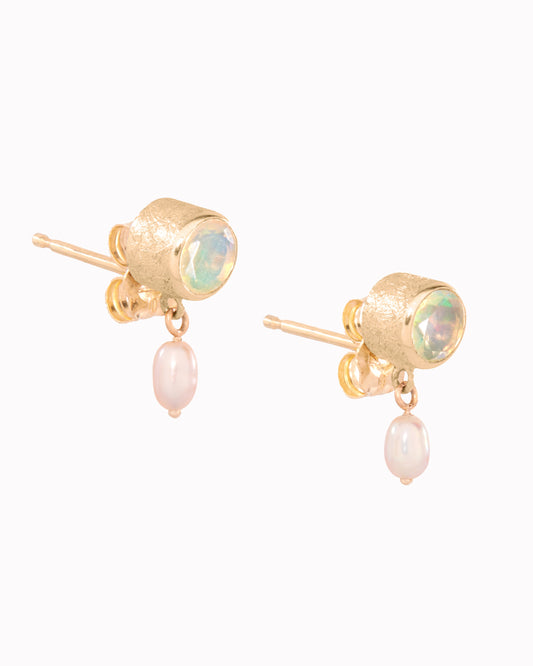 Moonstone and Pearl Studs