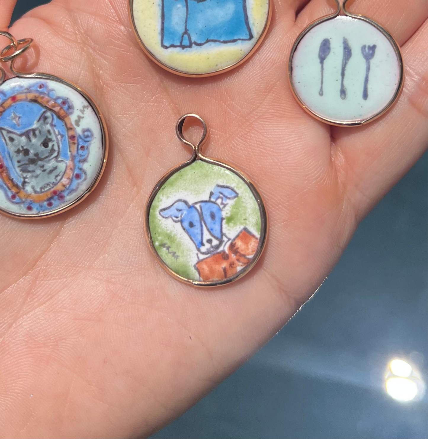 Dog Portrait Enamel Pendant