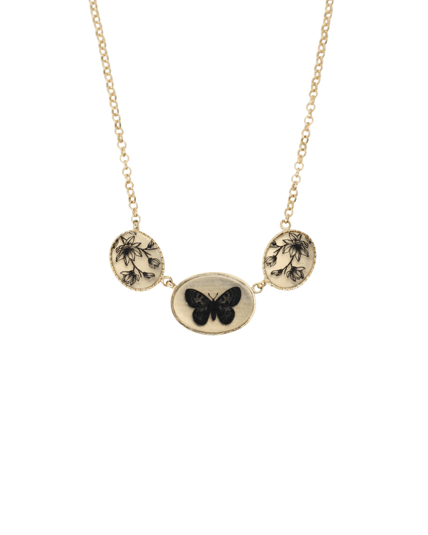 Butterfly and Magnolia Multicharm Necklace