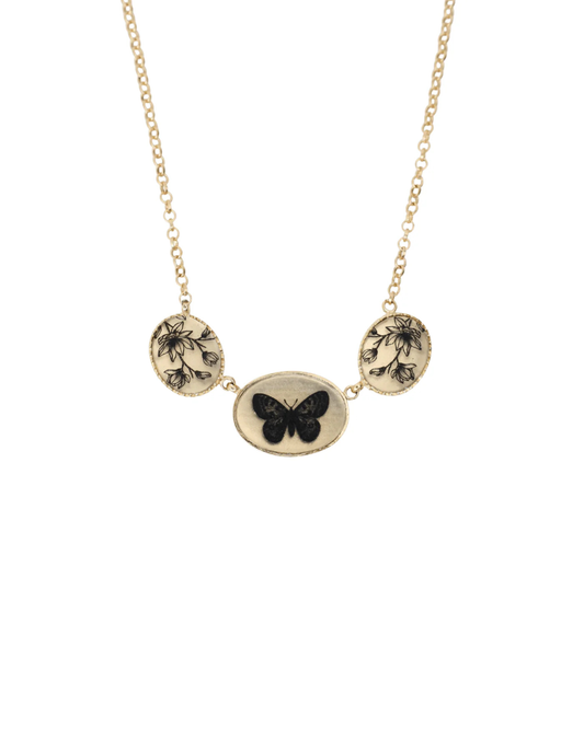 Butterfly and Magnolia Multicharm Necklace