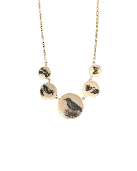 Birds and Flowers Multicharm Necklace