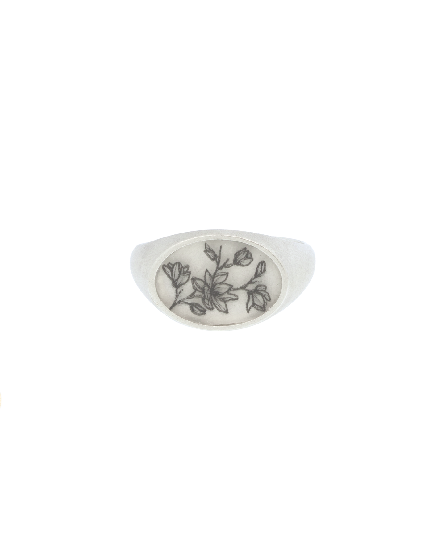 Magnolia Signet Silver Ring