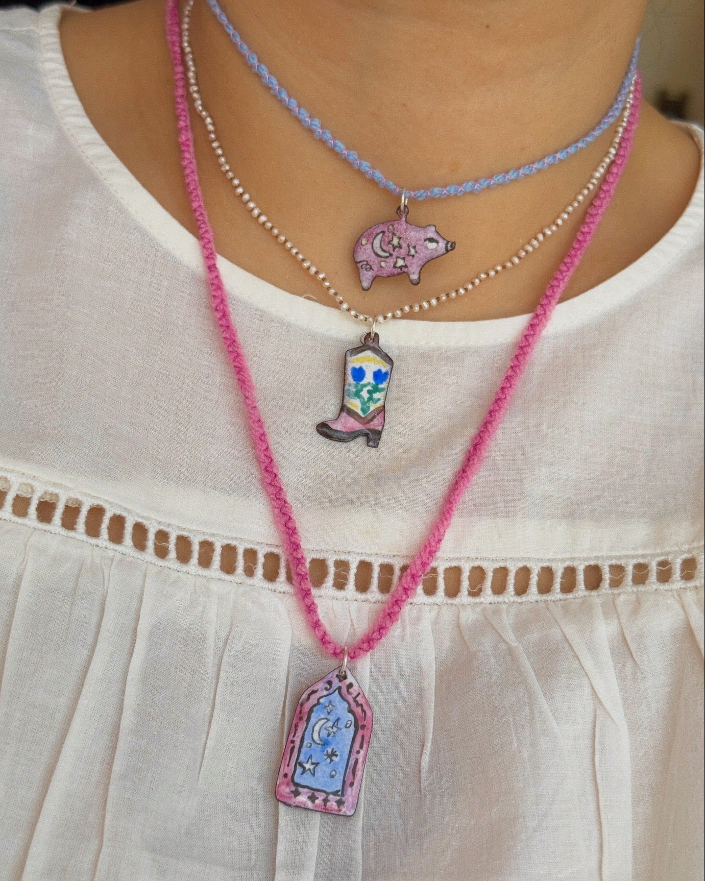 Enamel Gem Pendants