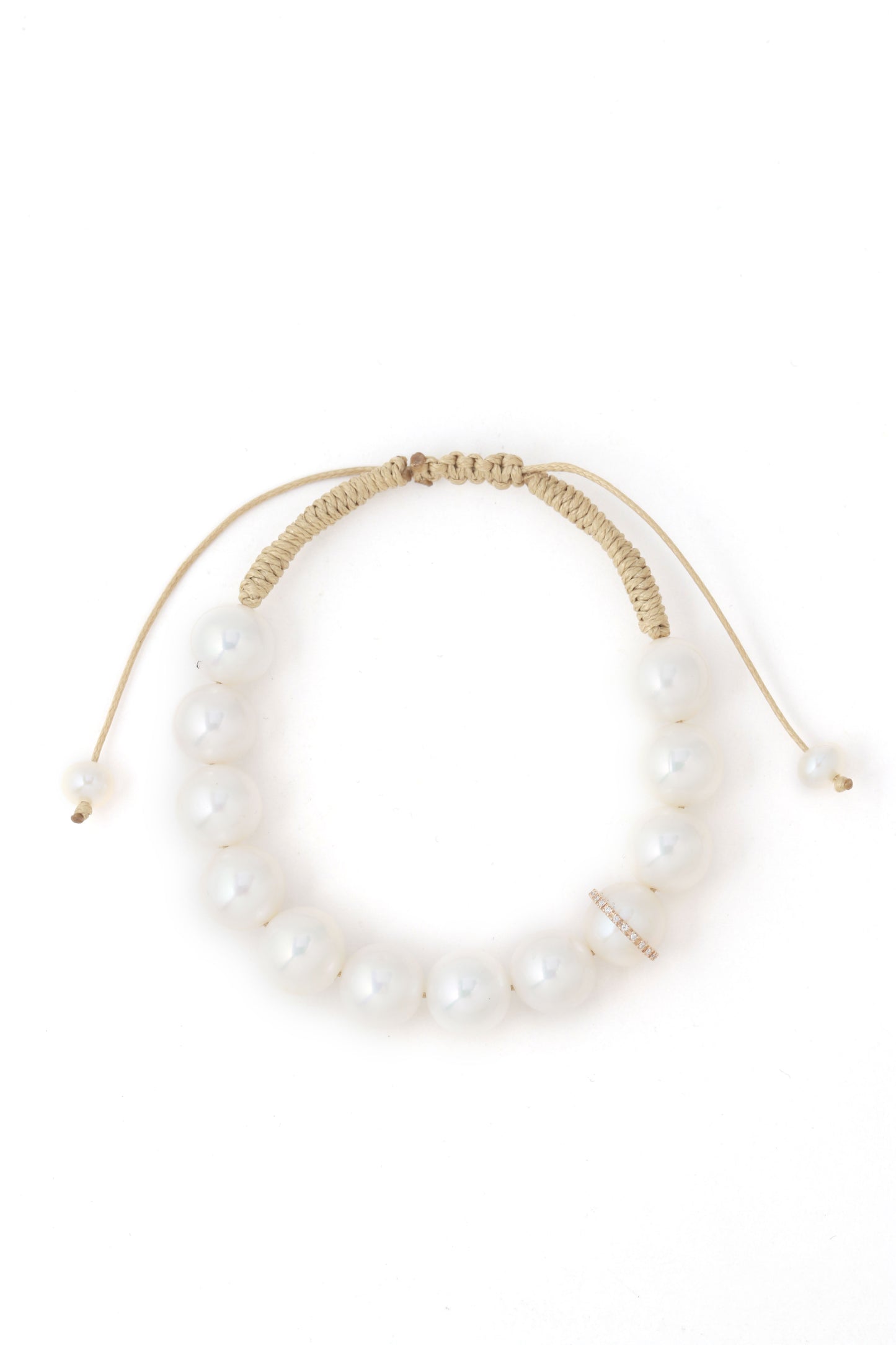 Pearl Bezeled Diamond Cord Bracelet