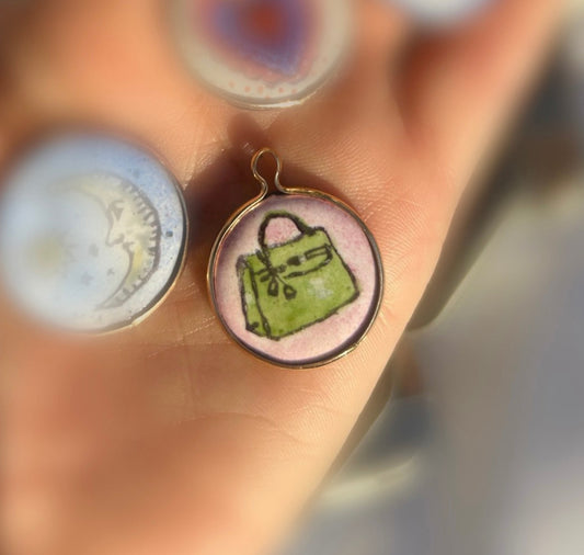 Birkin Bag Enamel Pendant