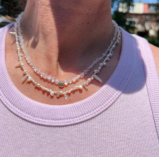 Mixed Pearls And Diamond Necklace