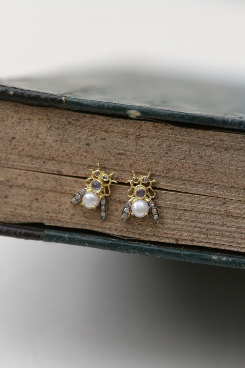 BYE Bee Moonstone Earrings