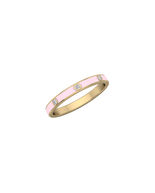 Pink Enamel Diamond Ring