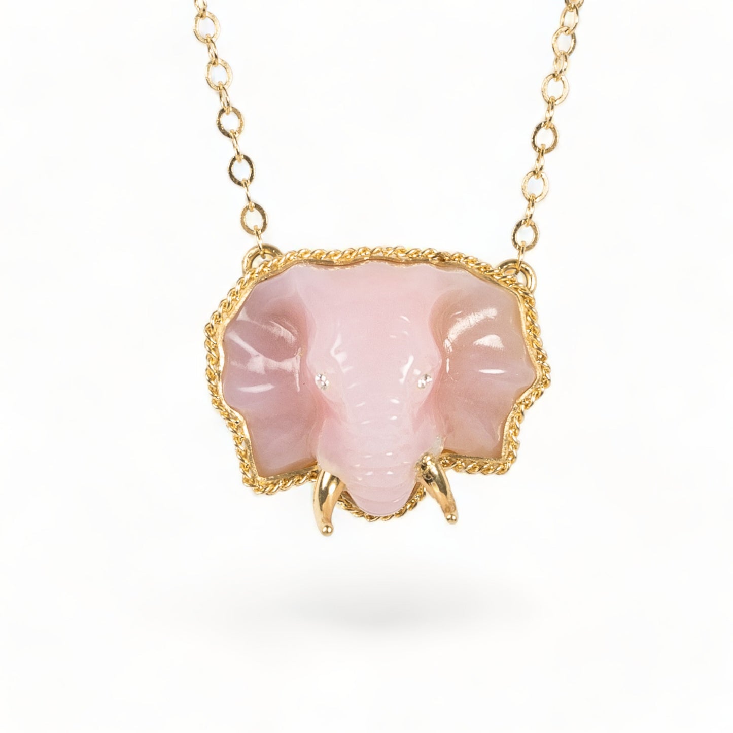 Pink Opal Elephant Necklace