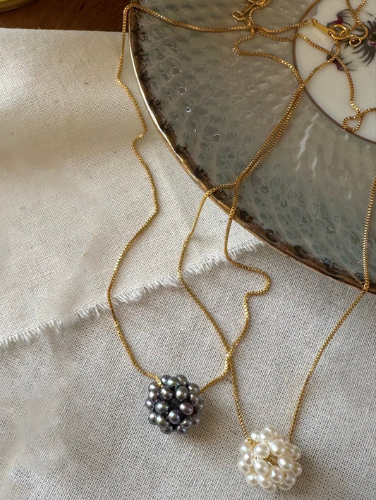 Woven Pearl Cluster Necklace