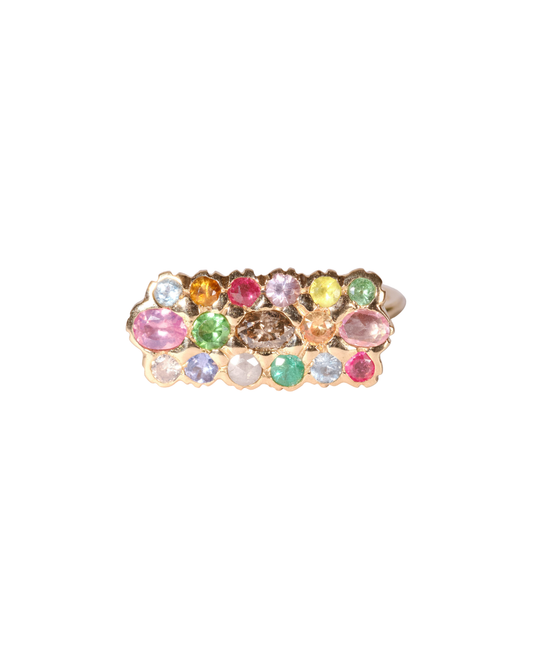 Fireworks Bar Mixed Gemstones Ring