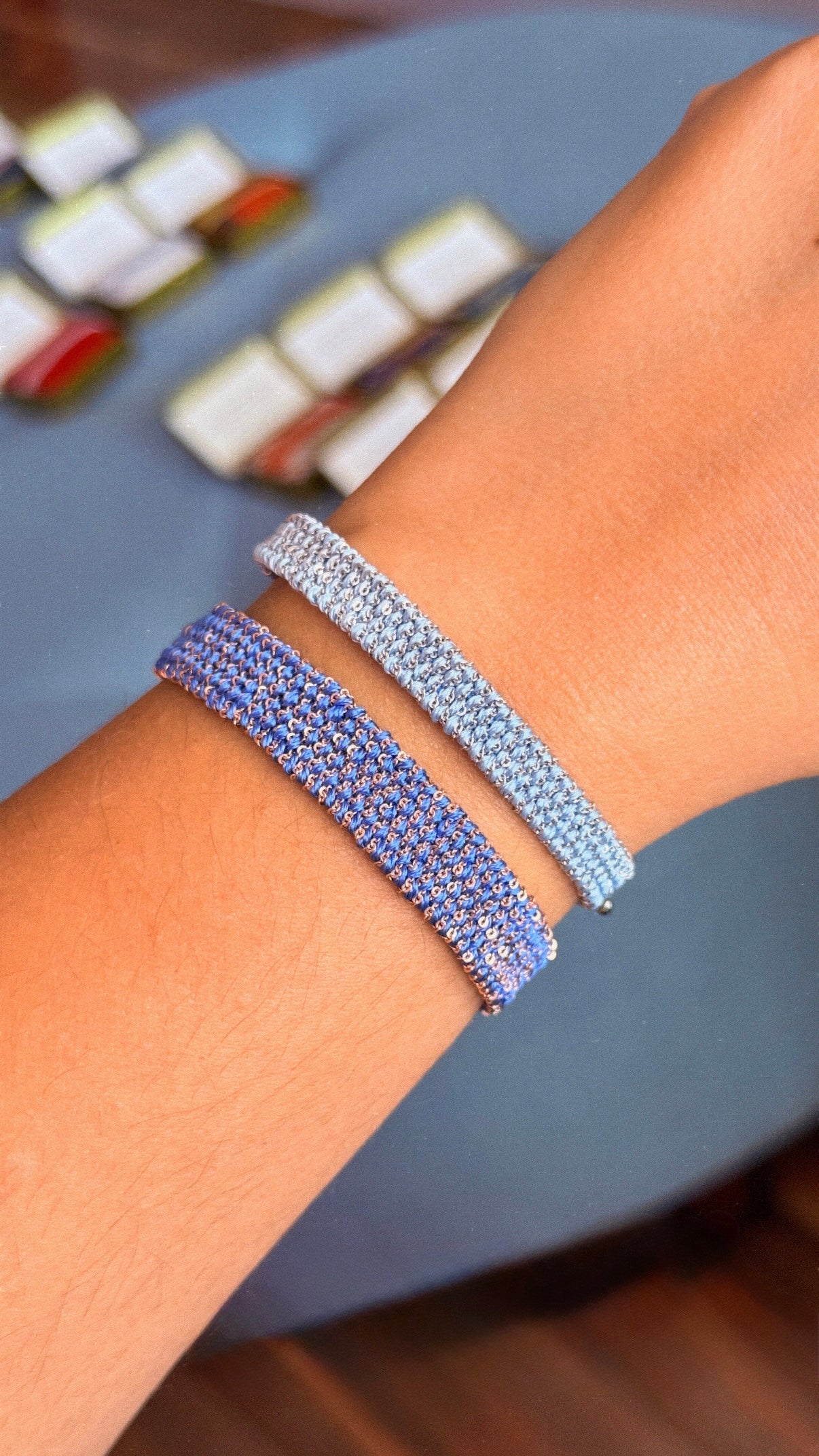 Textured Woven Bracelet - Coral Pink