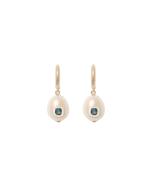 EDDIE Pearl & Blue Topaz Hoops