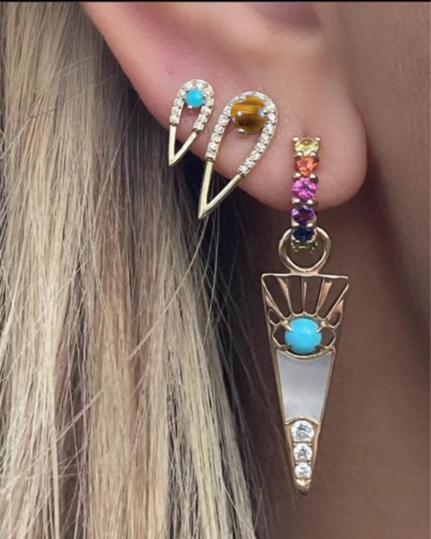 Peacock Tiger's Eye Studs