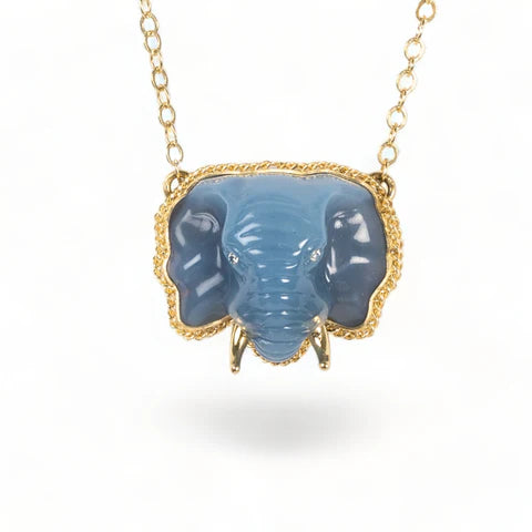 Blue Opal Elephant Necklace