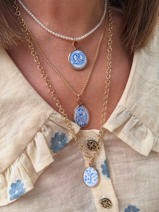Enamel Pendants - Blue China Edition