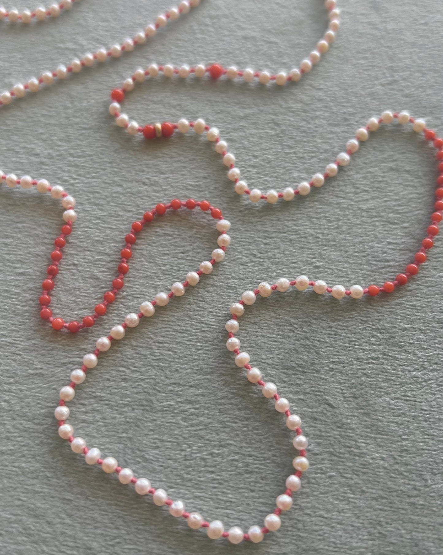 Pearl and Coral Long Station Necklace