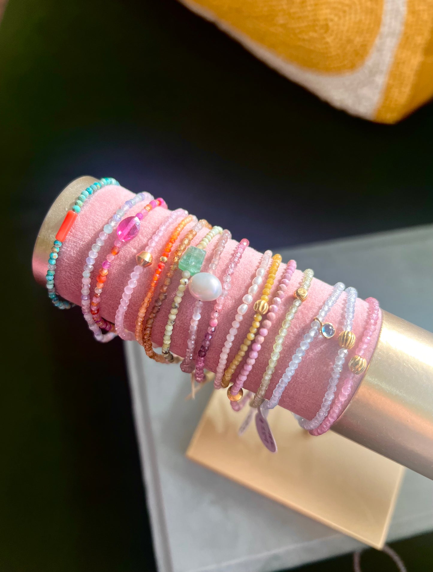 Rose Quartz and 18k bead Bracelet