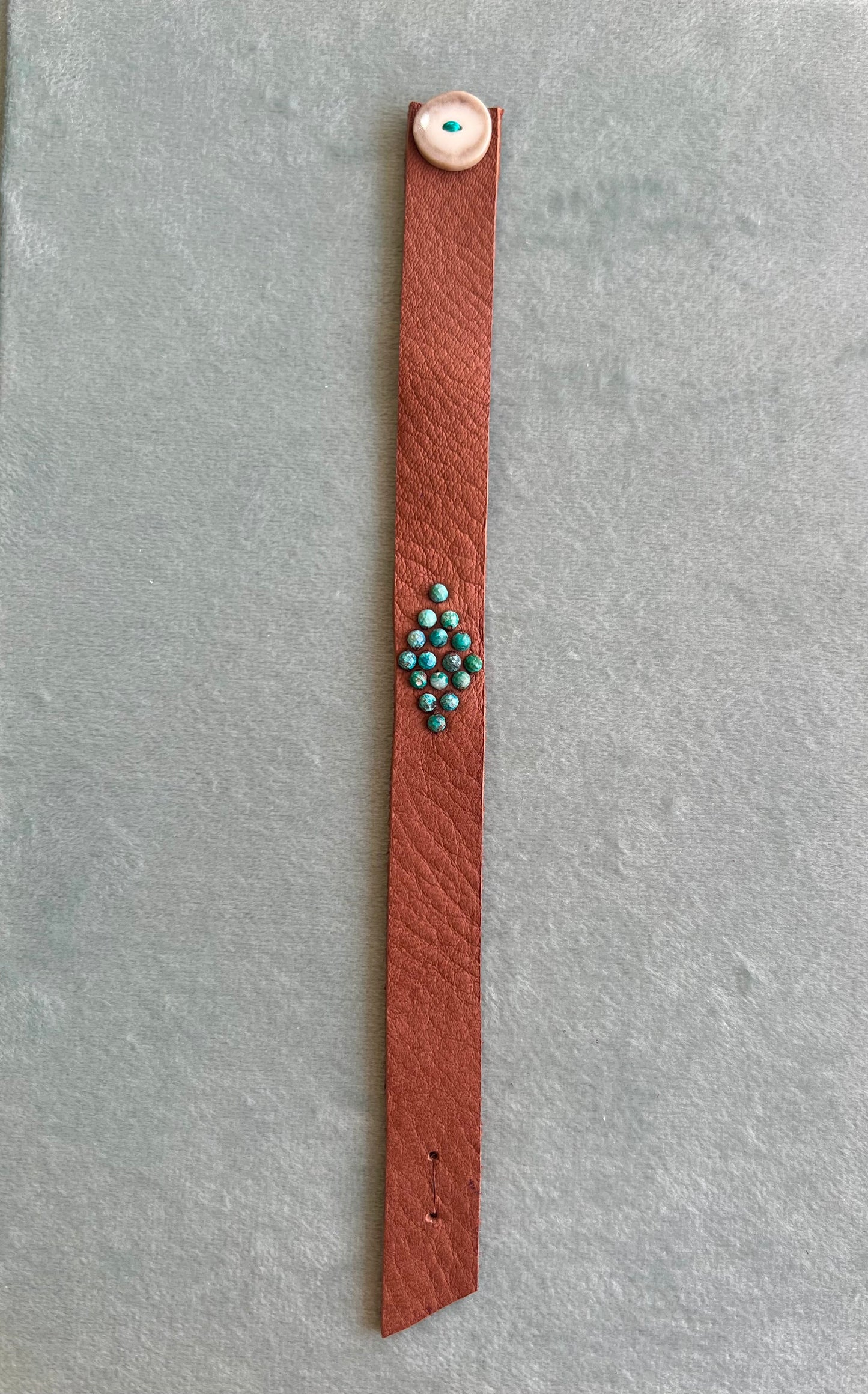 Chrysocolla Brown Leather Bracelet
