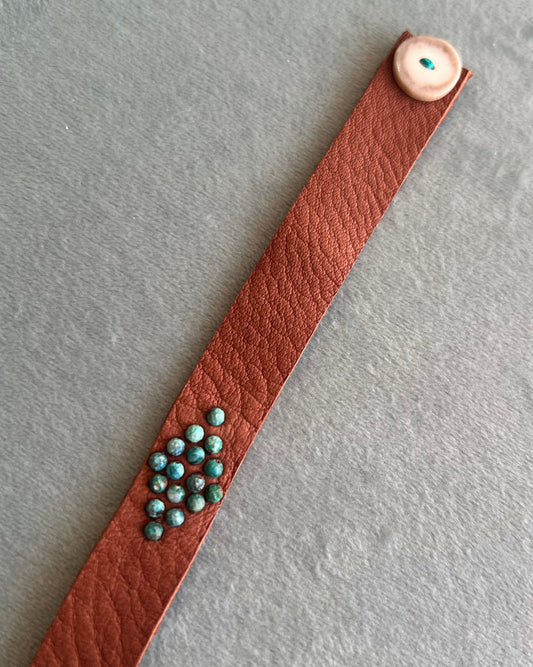 Chrysocolla Brown Leather Bracelet