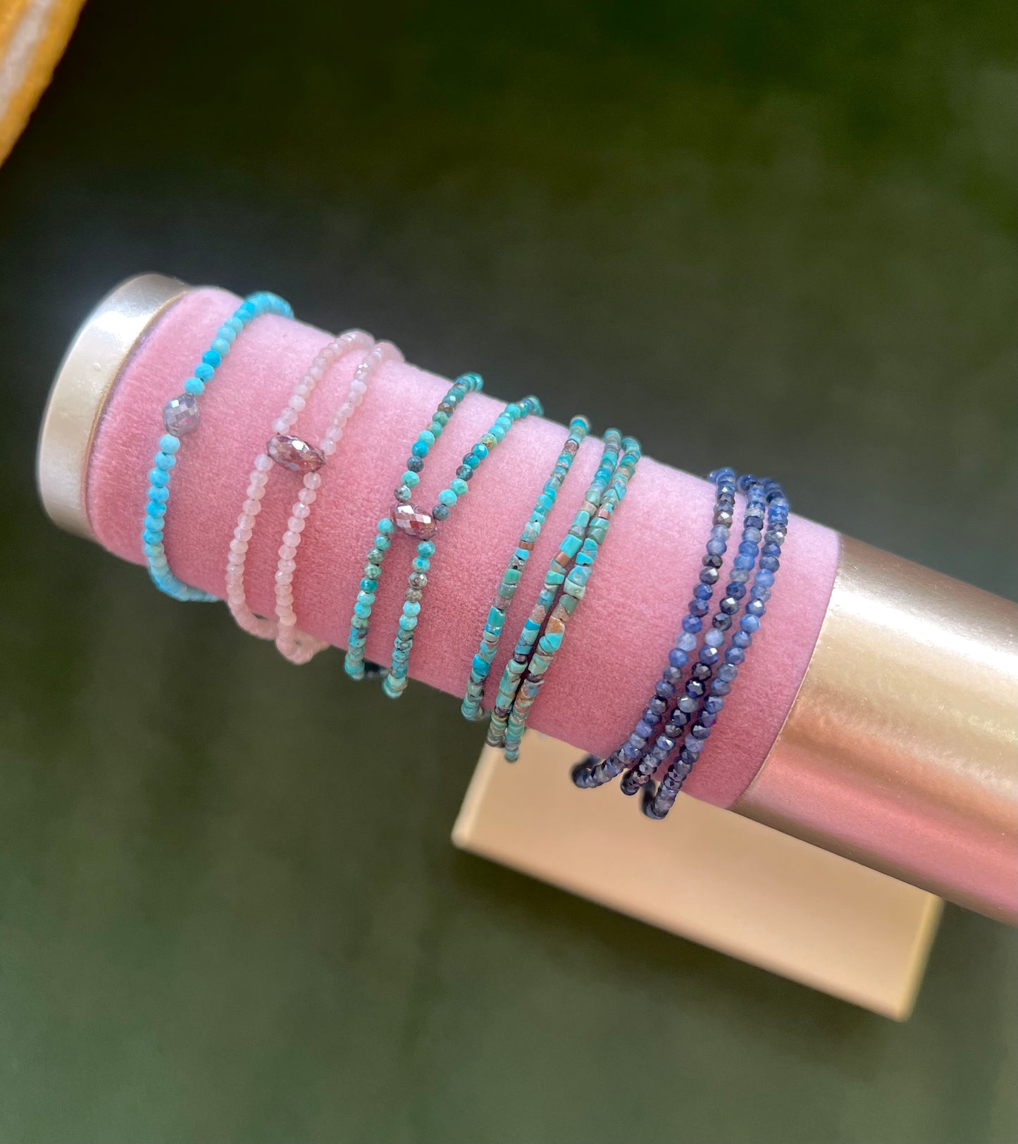 Raw Diamond and Peach Moonstone Double Strand Bracelet