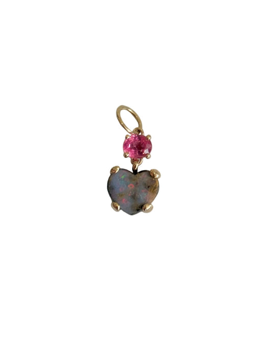 Pink Spinel & Opal Heart Pendant