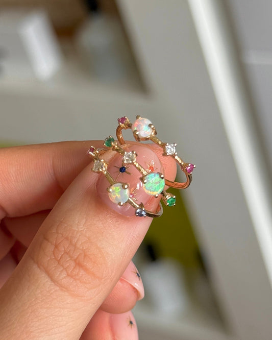 Australian Opal Dot Dash Ring