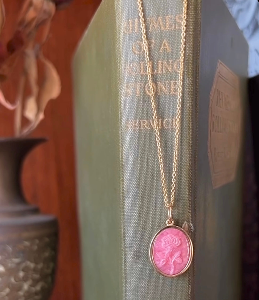 Rose Rhodonite Intaglio Pendant
