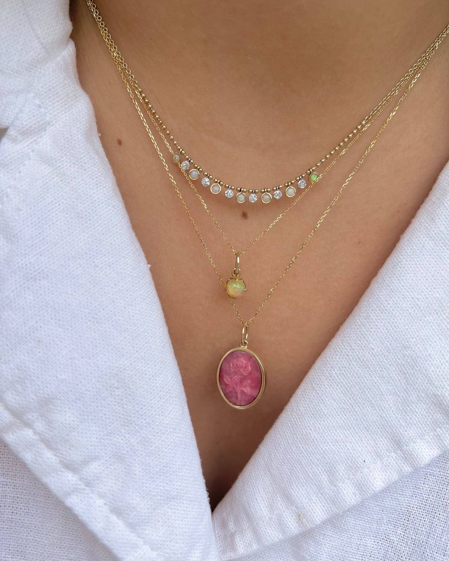 Rose Rhodonite Intaglio Pendant