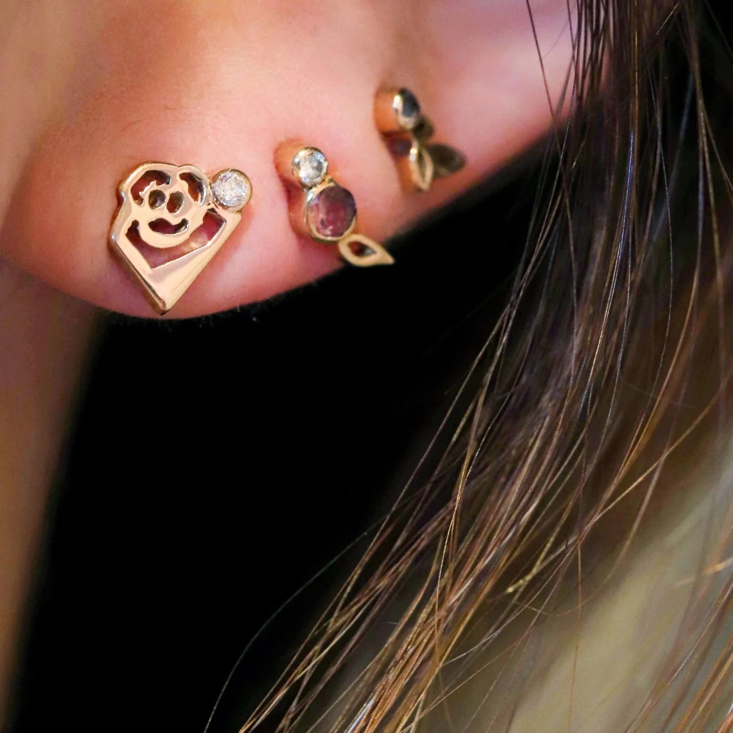 Rose Bar Stud Earrings