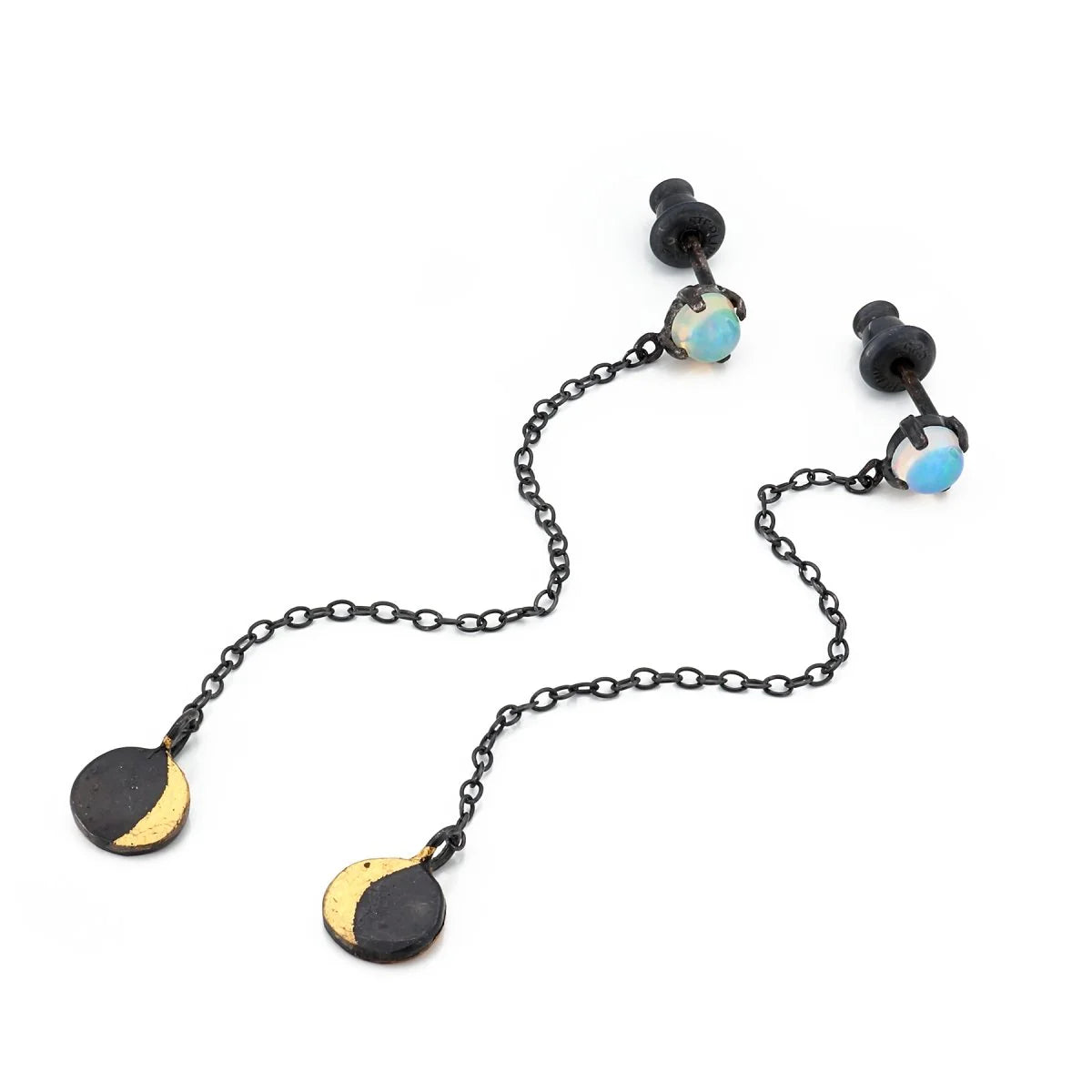 Crescent Moon Chain Earrings
