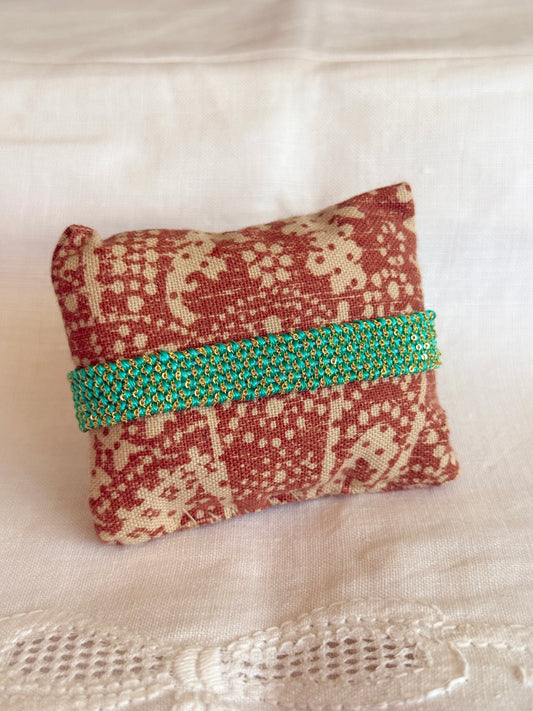 Textured Woven Wide Bracelet - Turquoise