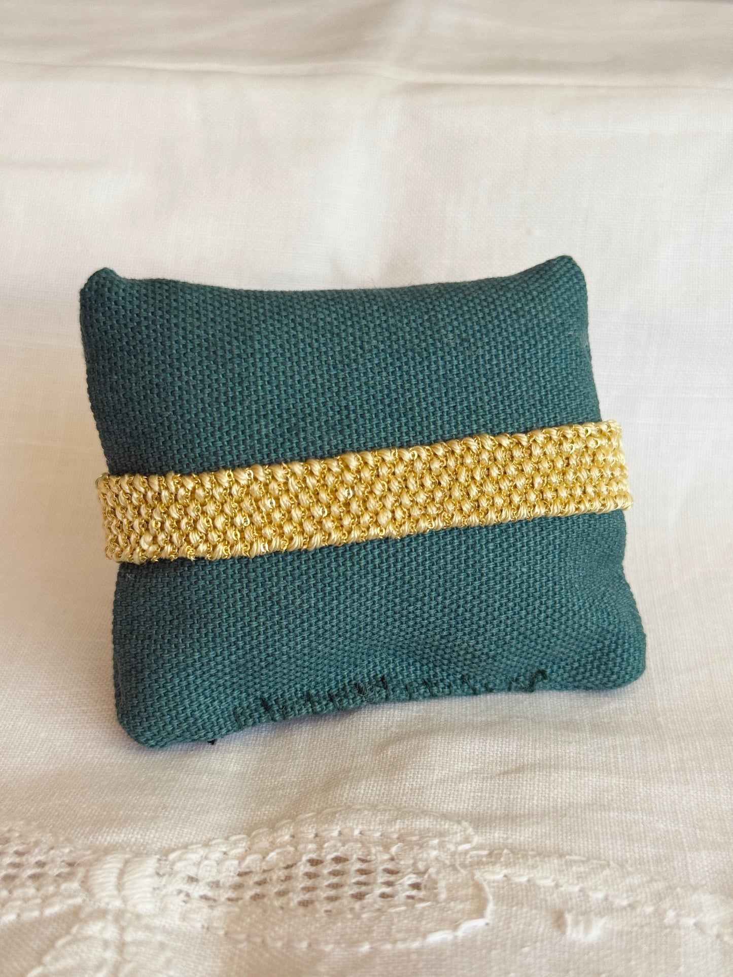 Textured Woven Wide Bracelet - Butter Yellow