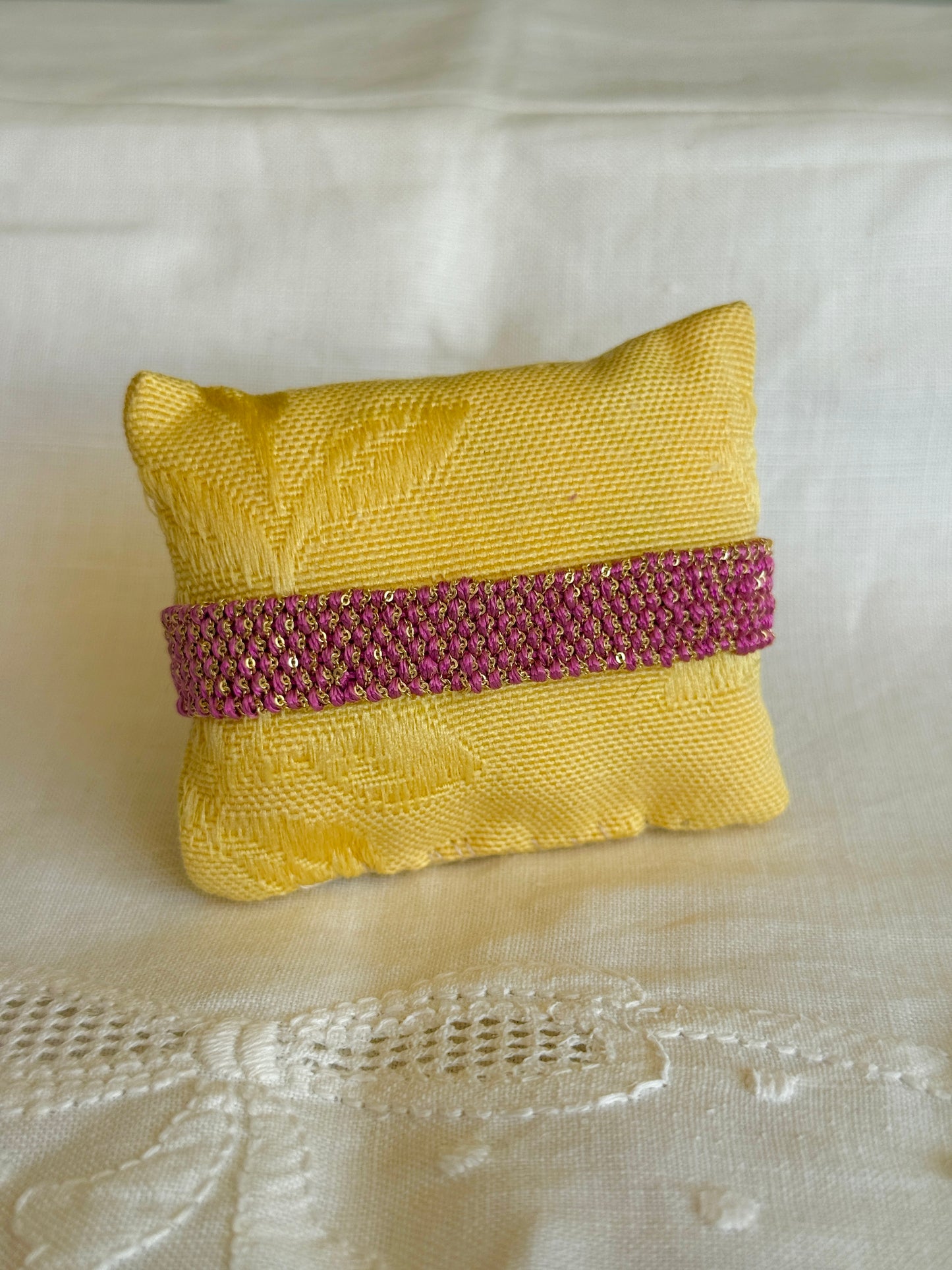 Textured Woven Wide Bracelet - Dusty Rose