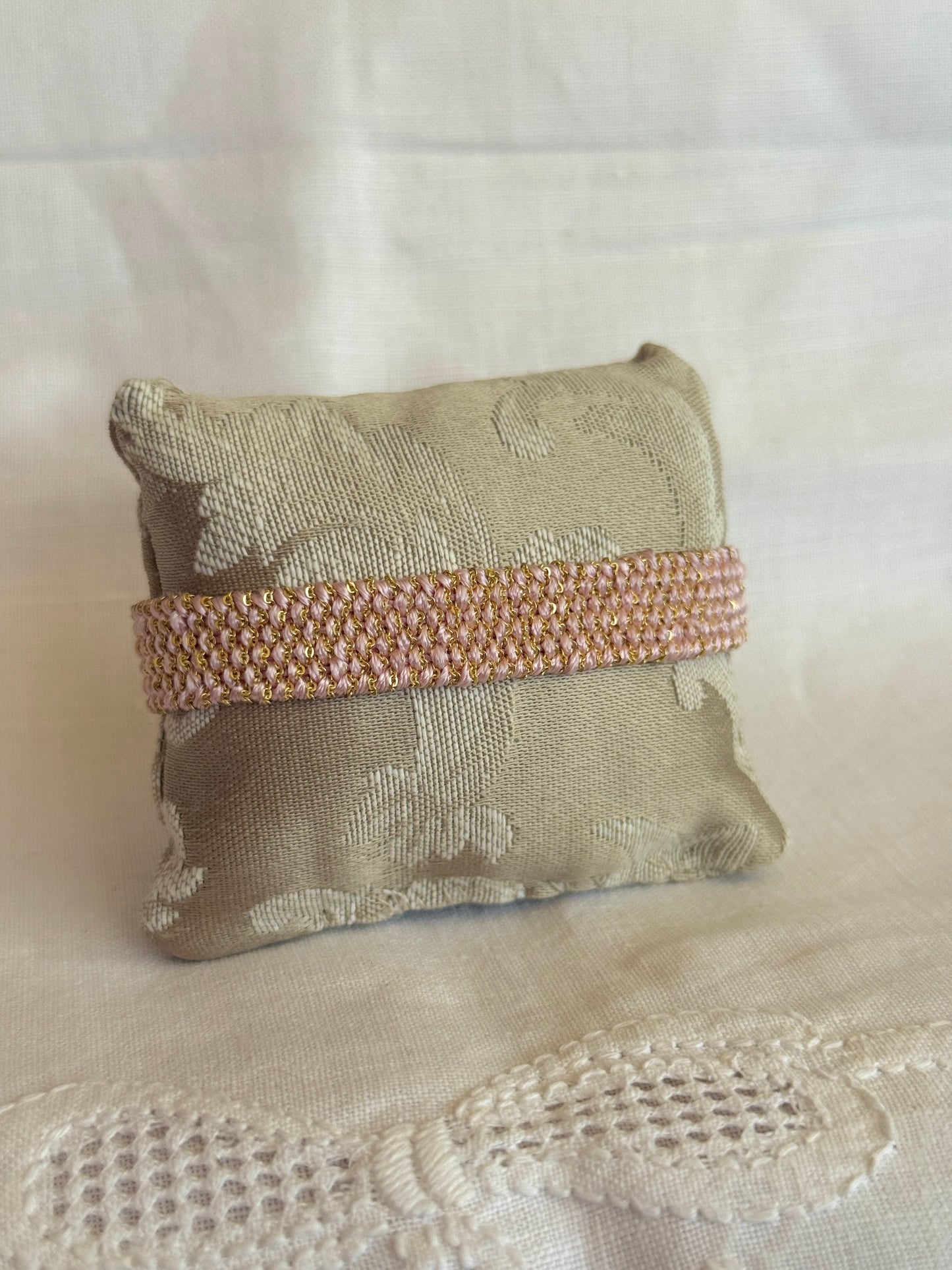 Textured Woven Wide Bracelet - Rose
