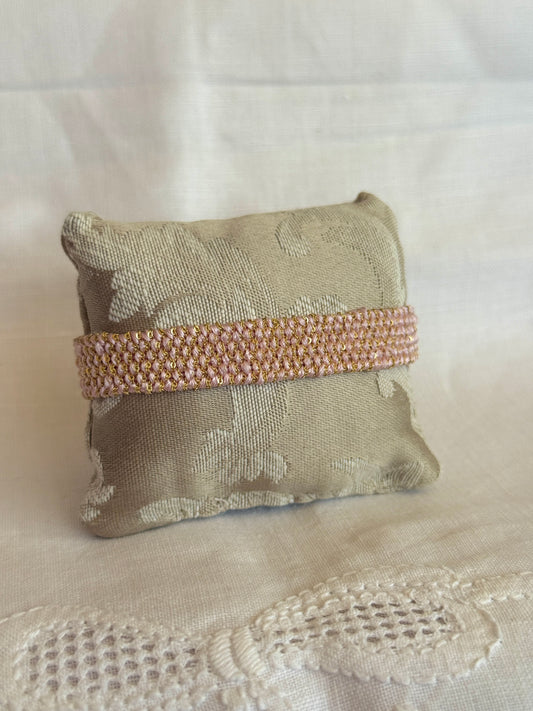 Textured Woven Wide Bracelet - Rose