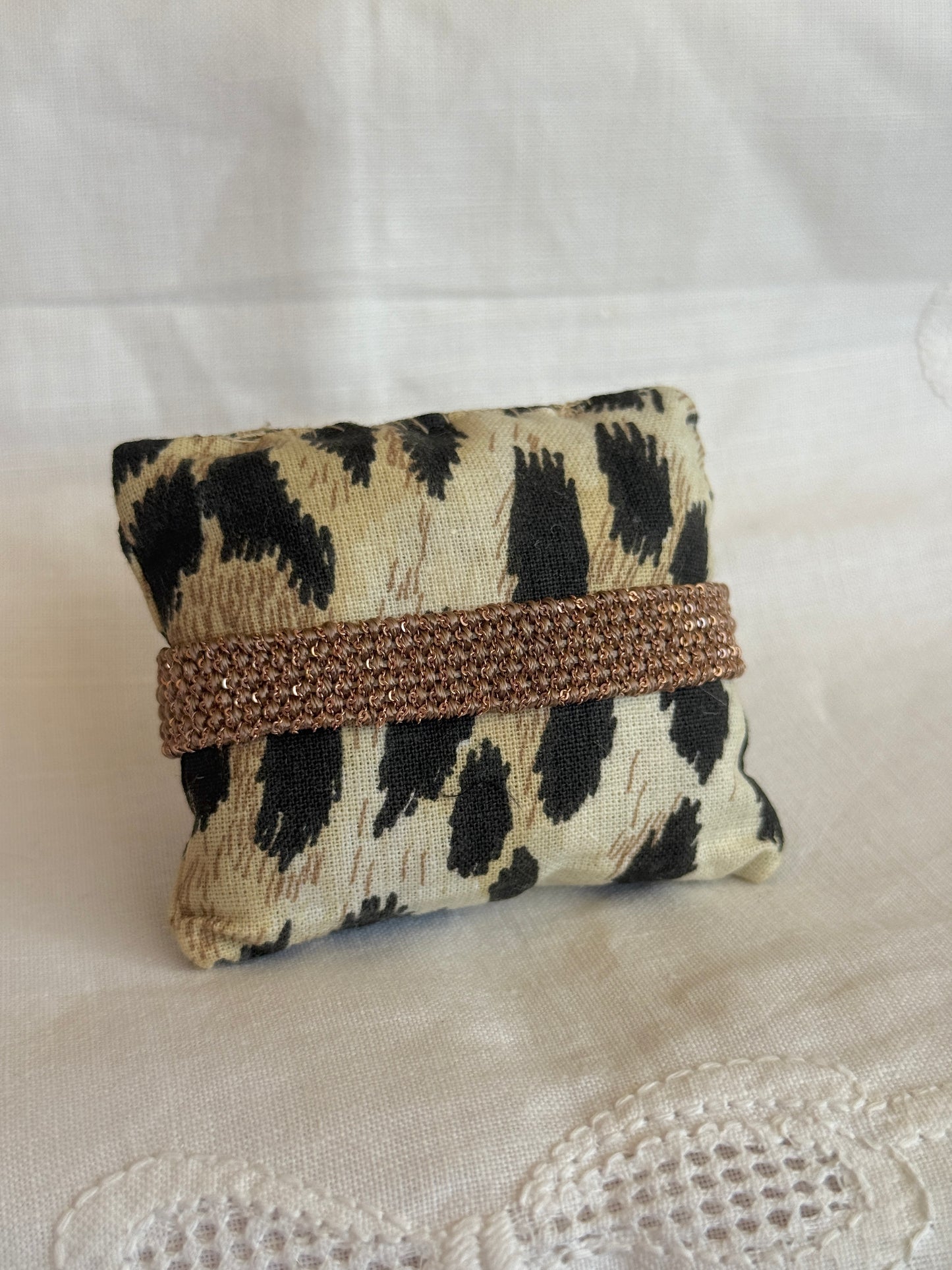 Textured Woven Wide Bracelet - Taupe