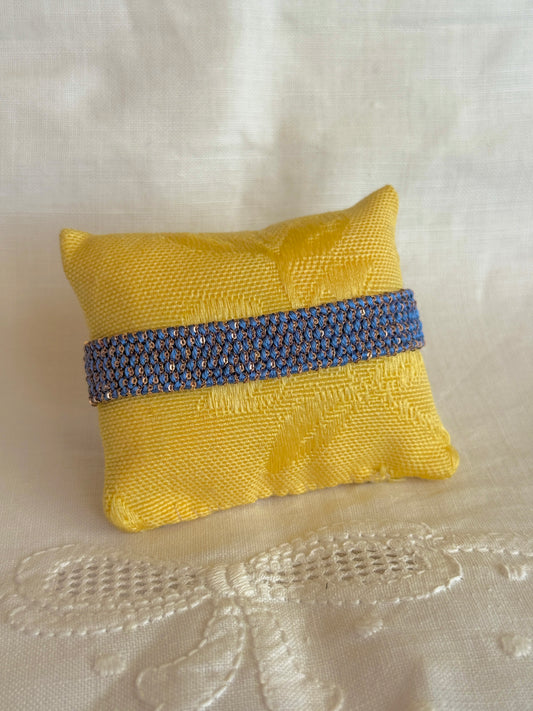 Textured Woven Wide Bracelet - Cornflower Blue