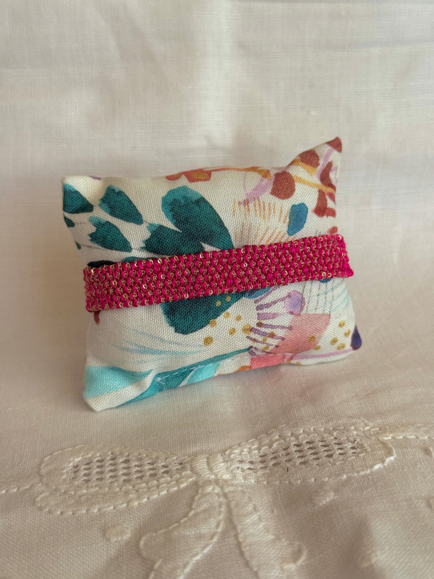 Textured Woven Wide Bracelet - Fuchsia